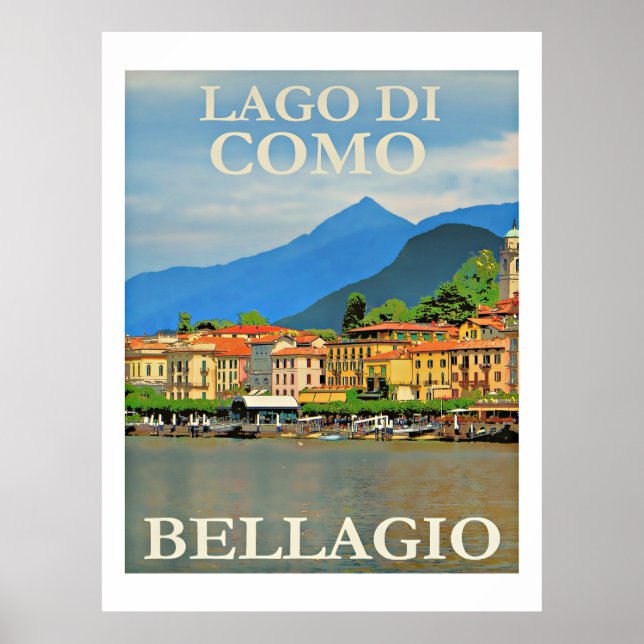 Poster Lago de Como, Bellagio, Itália (Frente)