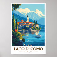 Lago de Como Italia Lombardia Viagem Art Vintage
