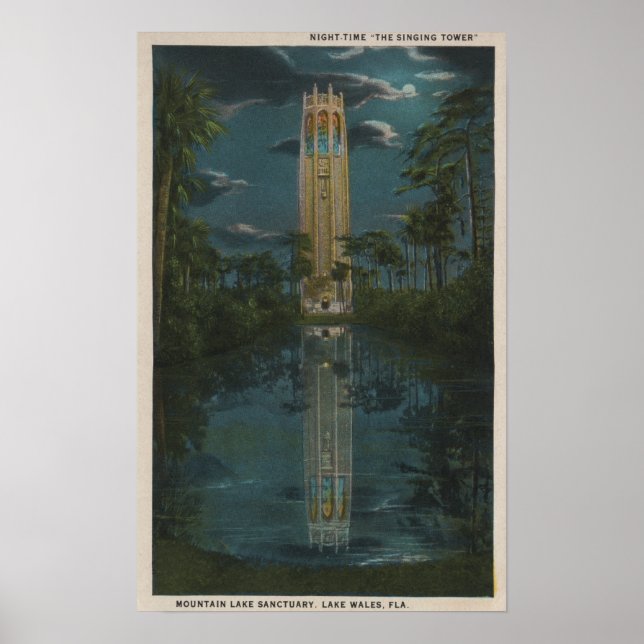 Póster Lago de Wales, FL - Vista do Monte Lago & Singing (Frente)