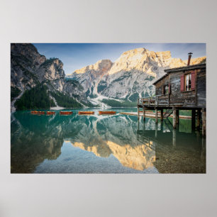 Poster Lago di Braies nos Dolomites na Itália