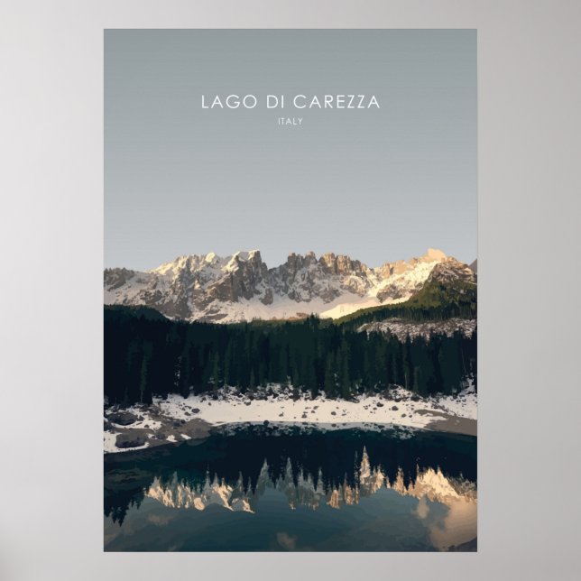 Poster Lago Di Carezza, Ilustração do Viagem (Frente)