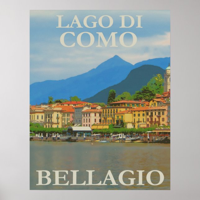 Poster Lago Di Como, Bellagio, Itália Viagens vintage (Frente)