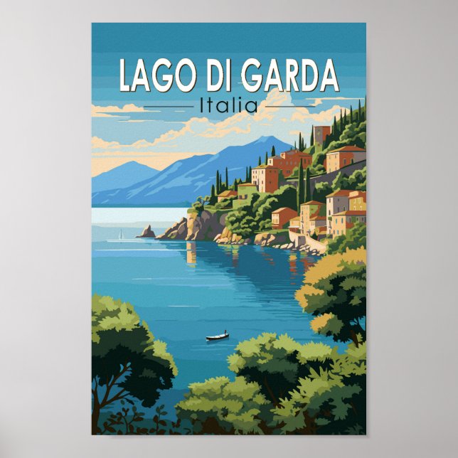 Poster Lago di Garda Italia Viagem Art Vintage (Frente)