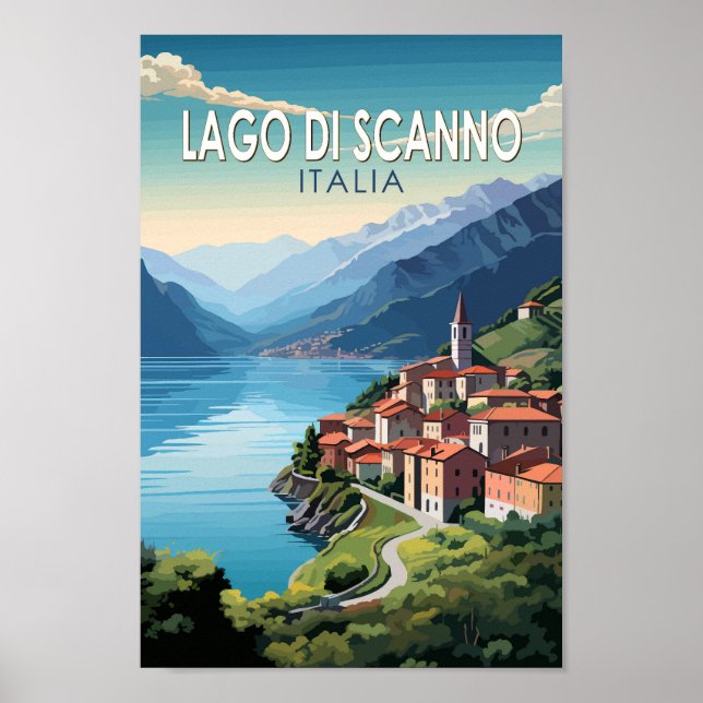 Poster Lago di Scanno Italia Viagem Art Vintage (Frente)