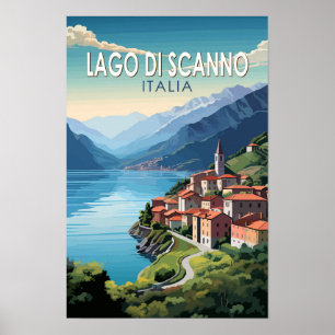 Poster Lago di Scanno Itália Viagem Arte Vintage