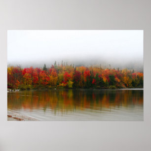 Poster lago do eco do folhagem de outono de New Hampshire