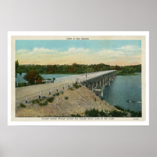 Póster Lago do Ozarks, ponte grande vintage de Glaize