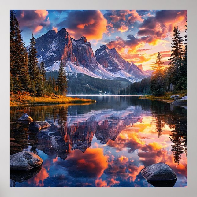 Poster Lago e montanhas (Frente)