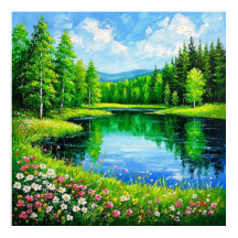 Lago em Floresta Exuberante para Decoração de Lar