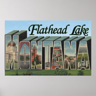 Póster Lago Flathead, Montana - grandes cenas da letra