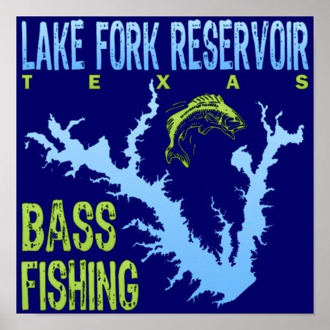 Póster Lago Fork Reservoir, Texas Bass Fisheries (Frente)