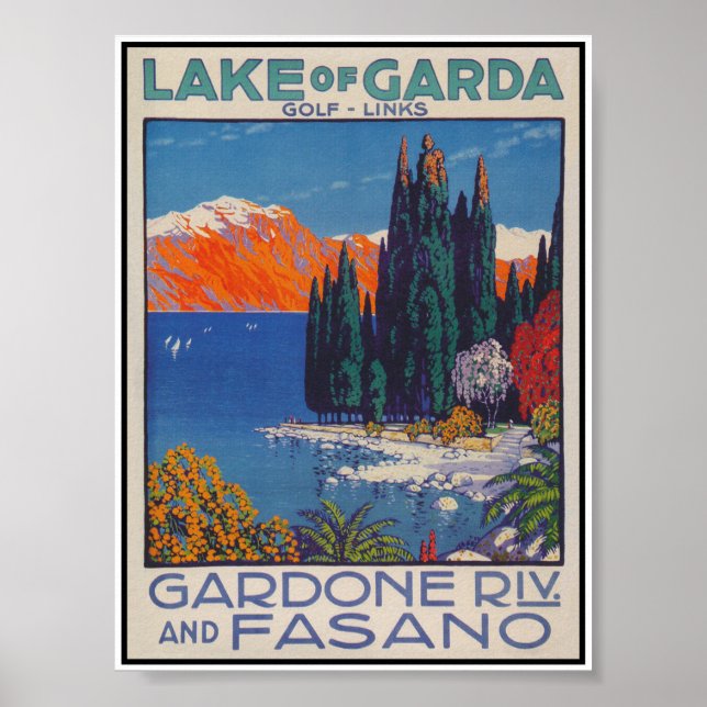 Poster Lago Garda Itália Viagens vintage (Frente)