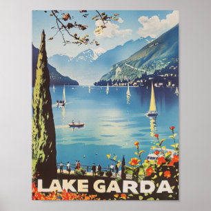 Poster Lago Garda Itália Vintage Familiar Viagem