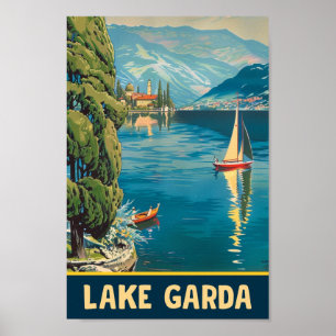 Poster Lago Garda Itália Vintage Familiar Viagem