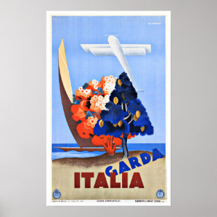 Póster Lago Garda Italia vintage Travel