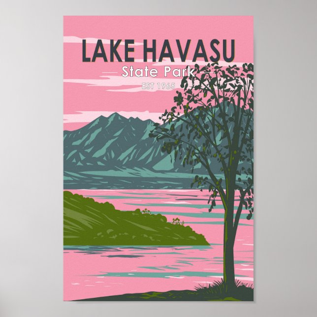 Poster Lago Havasu State Park Viagem Art Vintage (Frente)
