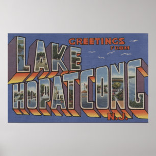 Póster Lago Hopatcong, Nova Jersey - Cenas com Letra Gran