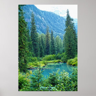 Póster Lago ideal Alaska, EUA & foto florestado das