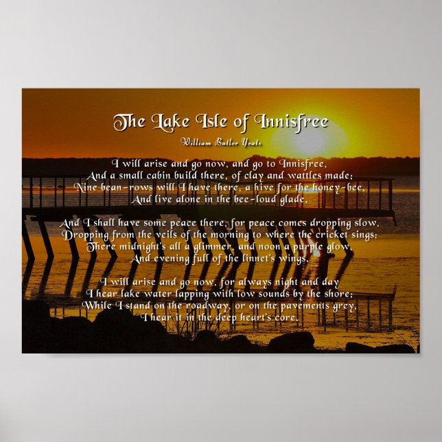 Poster Lago Isle de Innisfree, Yeats (Frente)