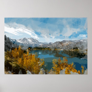 Póster Lago june na serra escala de Nevada de Califórnia