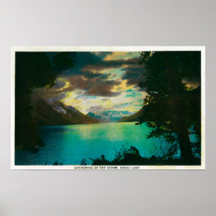 Póster Lago Kenai, Alaska com recolhimento da tempestade