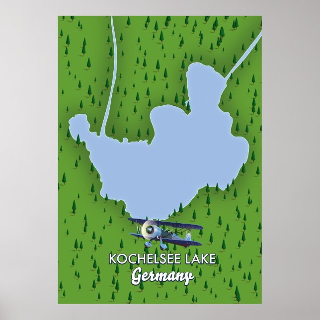 Poster Lago Kochelsee, mapa da Alemanha (Frente)