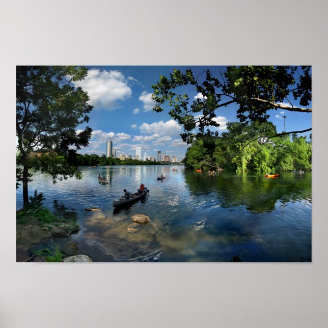 Poster Lago Ladybird / Austin Texas Skyline 3 (Frente)
