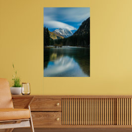 Poster Lago lindo com montanhas Zgornje Jezersko Slo