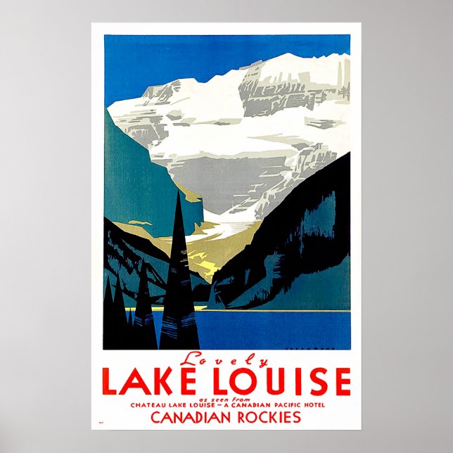 Poster Lago Louise, Rockies Canadenses, Canadá, vintage (Frente)