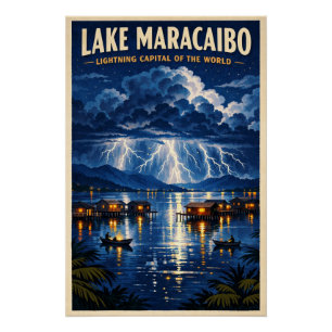 Póster Lago Maracaibo, Venezuela, em um clássico retrô