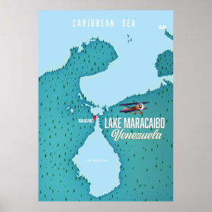 Poster Lago Maracaibo, Venezuela mapeia navegação.