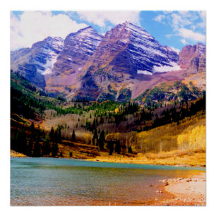 Póster Lago marrom e as Bels marrons no outono