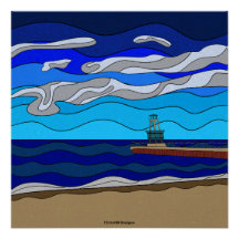 Lago Michigan - Cartaz Glossy 50x50cm