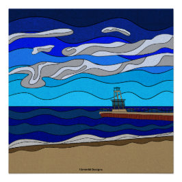 Póster Lago Michigan - Cartaz Glossy 50x50cm