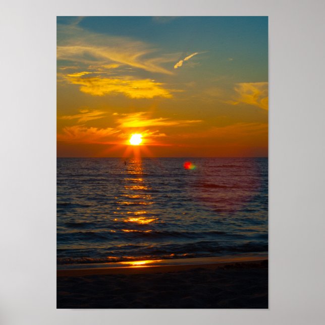 Poster Lago Michigan Sunset, Ludington, Michigan (Frente)