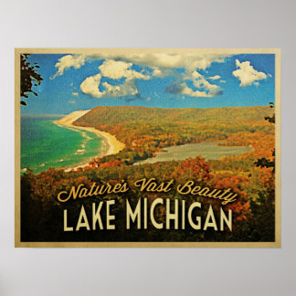 Poster Lago Michigan Vintage