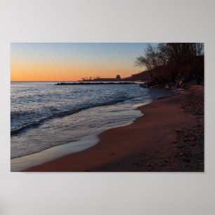 Poster lago micMichigan milwaukee da costa norte em daybr