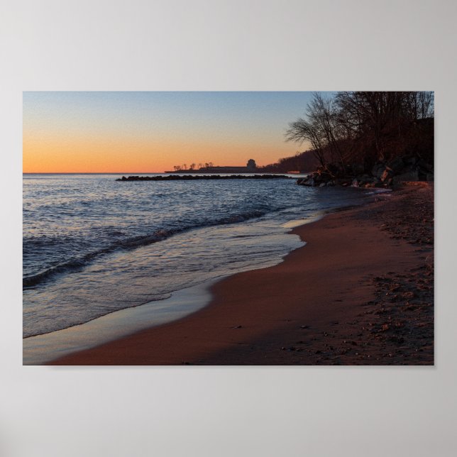 Poster lago micMichigan milwaukee da costa norte em daybr (Frente)