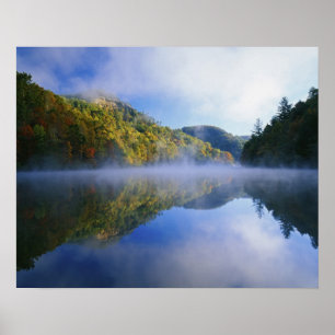 Póster Lago Millcreek e cores de outono ao nascer do sol,