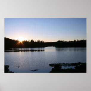 Poster Lago Montanha, Sunset