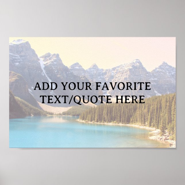 Poster Lago Moraine & Montanhas Texto Personalizado  (Frente)