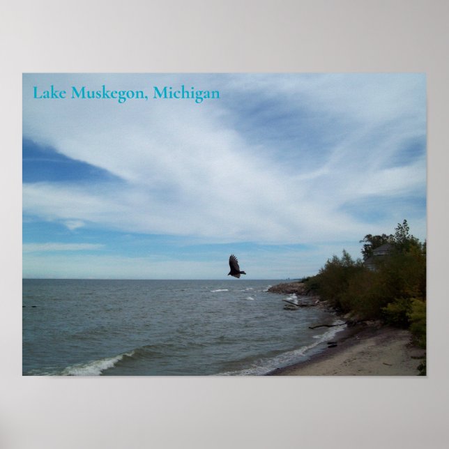 Poster Lago Muskegon Shoreline, Muskegon, Michigan (Frente)