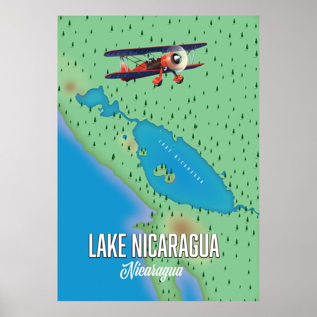 Poster Lago Nicarágua, mapa nicaraguense (Frente)