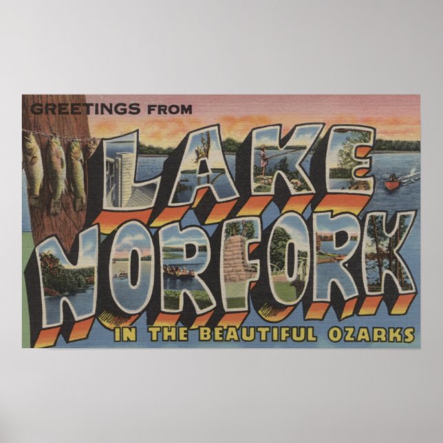 Poster Lago Norfork, Arkansas - Grandes Cenas de Letra (Frente)