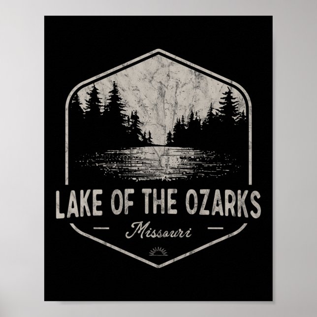 Poster Lago Ozarks Missouri Exteriores Antigo  (Frente)