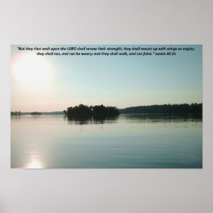 Poster Lago Pacífico e Árvores Distantes com escritura