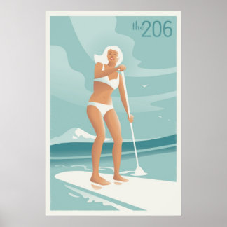 Poster Lago Paddleboard Washington