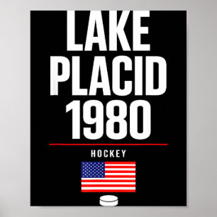 Poster Lago placid 1980 hóquei vintage puck EUA nova york