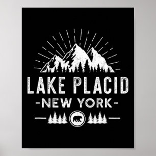 Poster Lago Plácido, Nova Iorque - Peixes De Pé Montanhos
