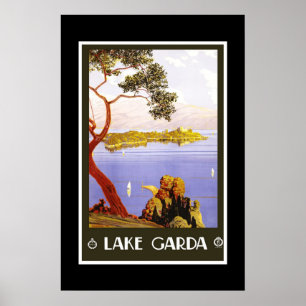 Poster Lago retro Garda travel da imagem do vintage do